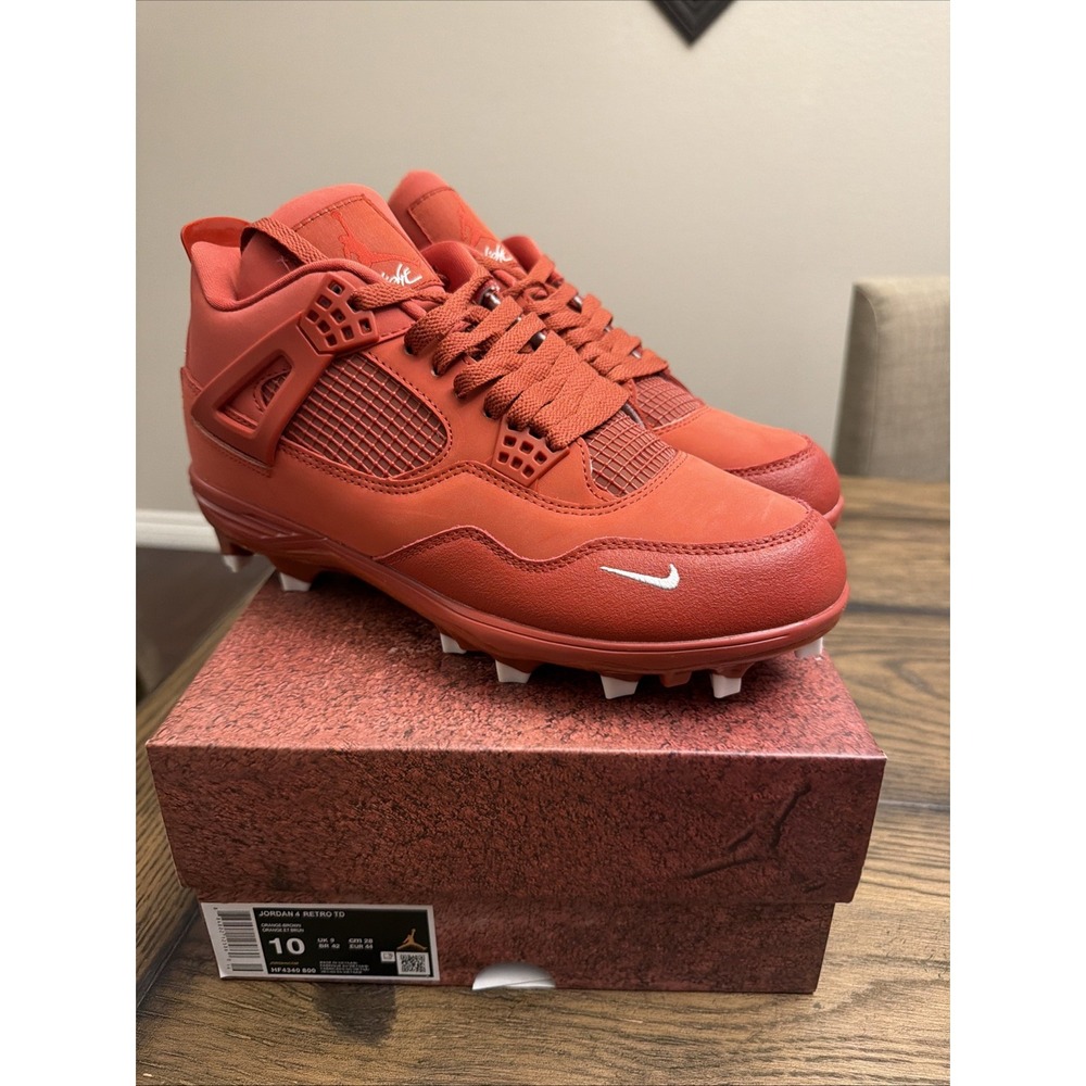 Custom Air Jordan 4 Brick by Brick Football Cleats  Mens Size 10
